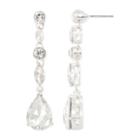 Vieste Glass Crystal Silver-tone Pear Drop Earrings