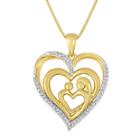 Forevermine 1/10 Ct. T.w. Diamond Mom Triple-heart Pendant Necklace