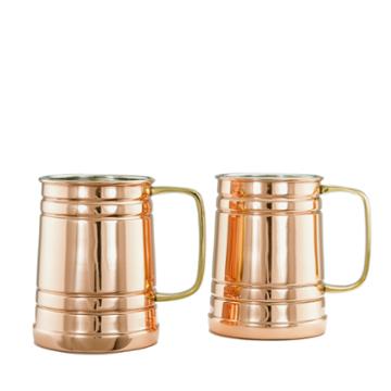 Old Dutch 1 Pt Solid Copper Beer Stein Set Of 2