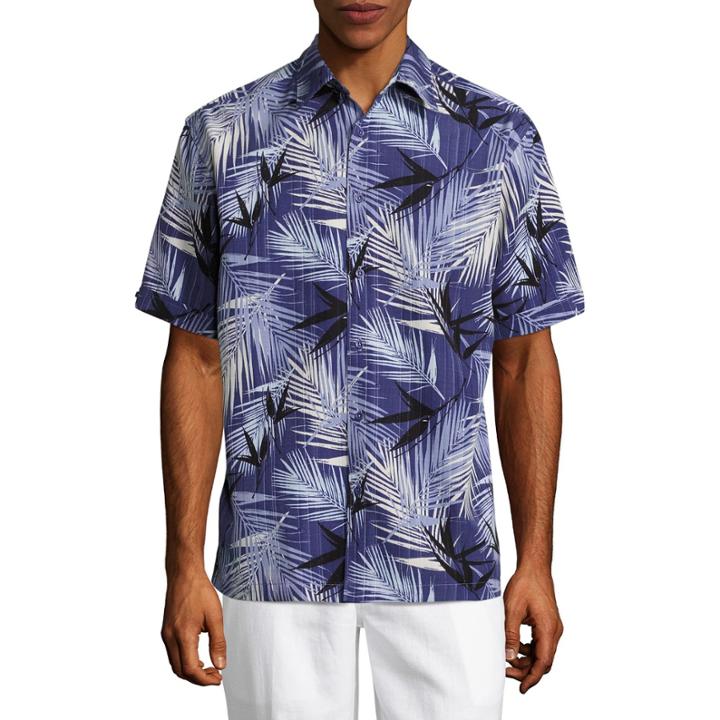 Havanera Short Sleeve Leaf Button-front Shirt
