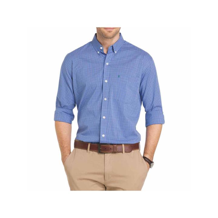 Izod Advantage Performance Stretch Long Sleeve Gingham Shirt