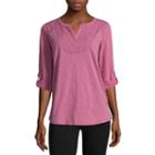 St. John's Bay 3/4-sleeve Lace-front Tee