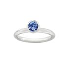 Personally Stackable September Blue Crystal Sterling Silver High Profile Ring