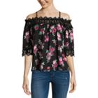 By & By 3/4 Sleeve Square Neck Dobby Blouse-juniors