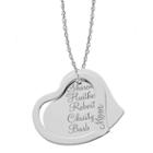 Personalized Sterling Silver Mom & Family Name Heart Pendant Necklace