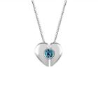 Womens Blue Blue Topaz Sterling Silver Heart Pendant Necklace