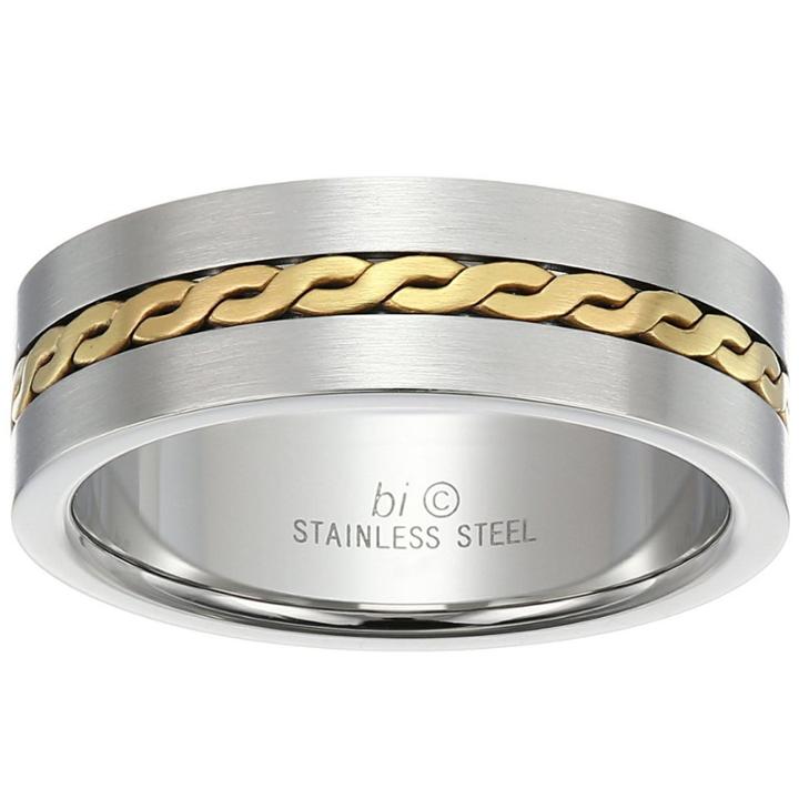 Mens White Diamond Stainless Steel Band