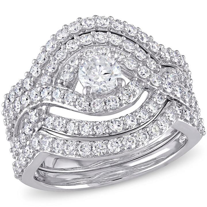 Womens 1 7/8 Ct. T.w. Genuine White Diamond 14k Gold Bridal Set