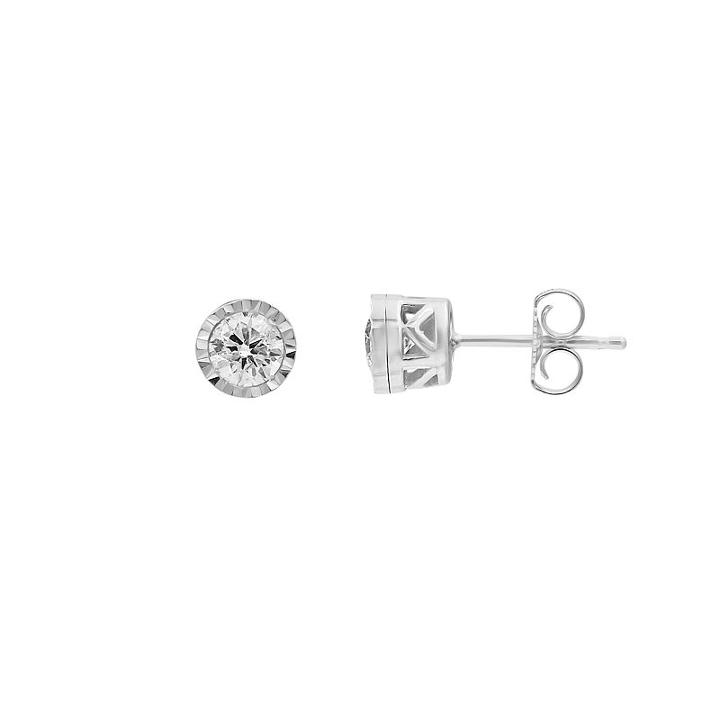1/2 Ct. T.w. Genuine White Diamond 10k White Gold 5.5mm Stud Earrings
