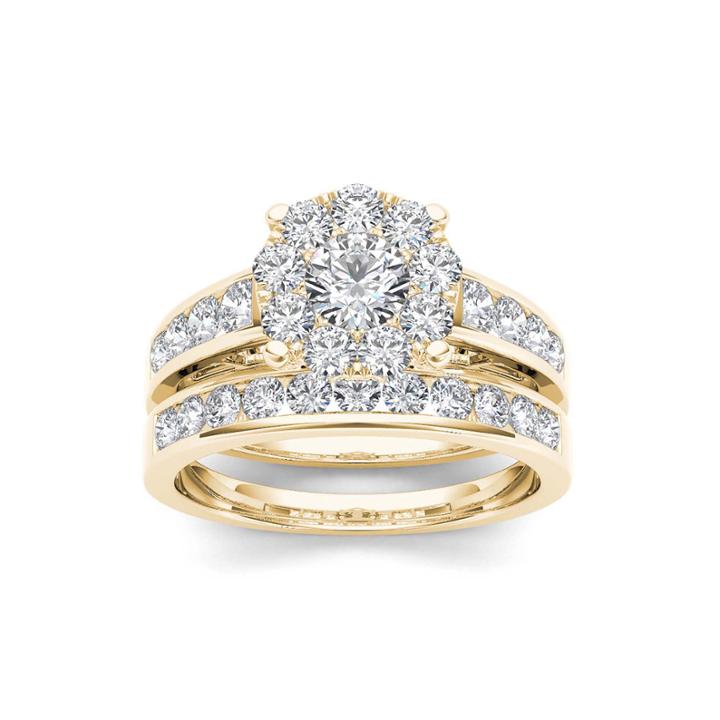 1 1/2 Ct. T.w. Diamond 10k Yellow Gold Bridal Set