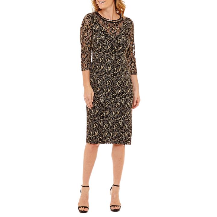 Liz Claiborne 3/4 Sleeve Beaded Sheath Dress