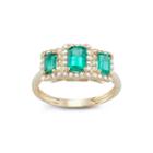 Lab Created Emerald And 1/3c. T.t.w. Diamond 10k Yellow Gold Ring