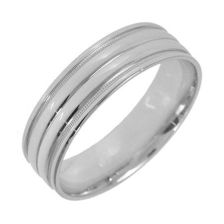 10k White Gold Womens Milgrain 5mm Wedding Band