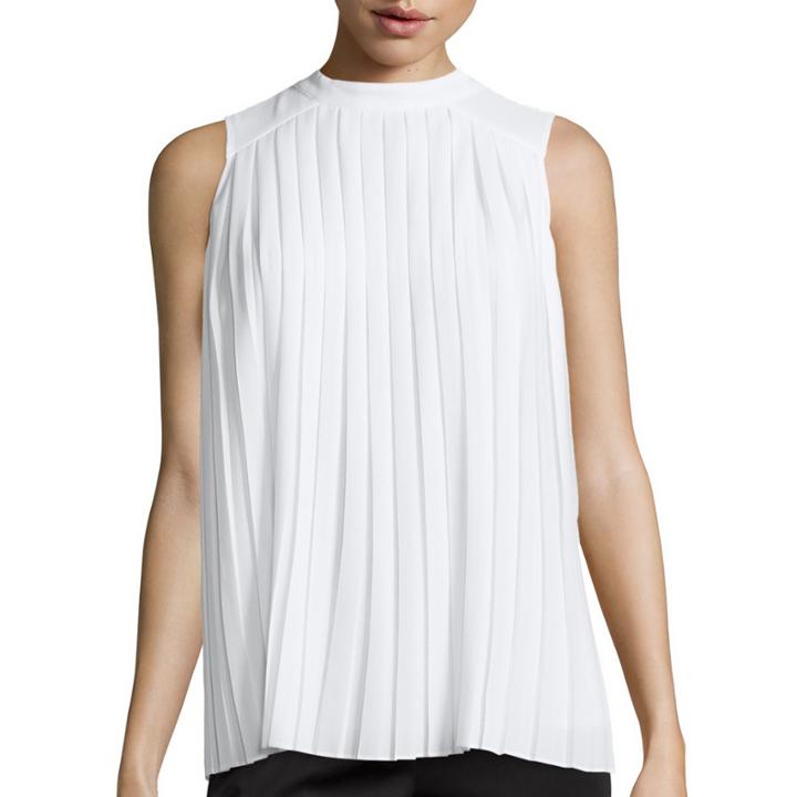 Liz Claiborne Sleeveless Pleat-front Blouse - Tall