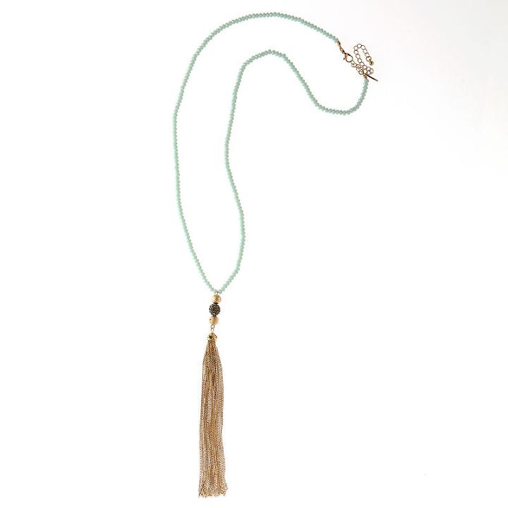 Natasha Accessories Womens Blue Beaded Necklace