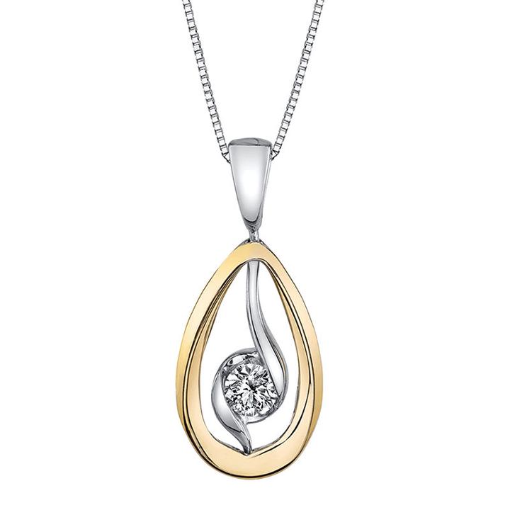 Sirena Womens 1/5 Ct. T.w. Genuine White Diamond 10k Gold Pendant Necklace