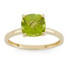 Womens Peridot Green 10k Gold Square Cocktail Ring
