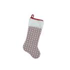 20.5 Red And White Lace Christmas Stocking With White Faux Fur Cuff