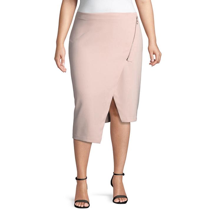 Bold Elements Asymmetric Lace Up Pencil Skirt - Plus