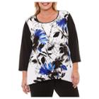 Alfred Dunner High Roller 3/4 Sleeve Floral T-shirt- Plus