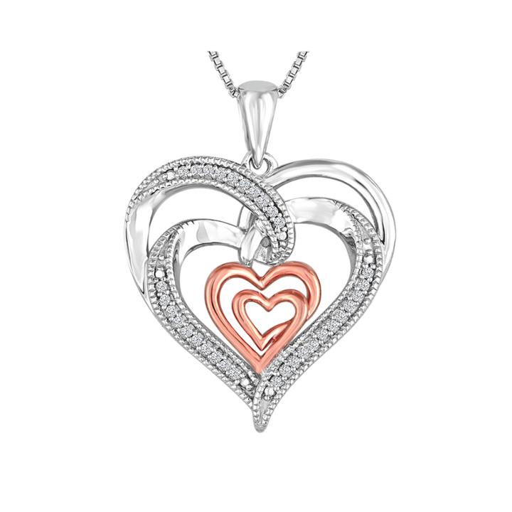 Forevermine 1/10 Ct. T.w. Diamond Double Heart Pendant Necklace