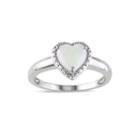 Heart-shaped Genuine Opal Sterling Silver Ring