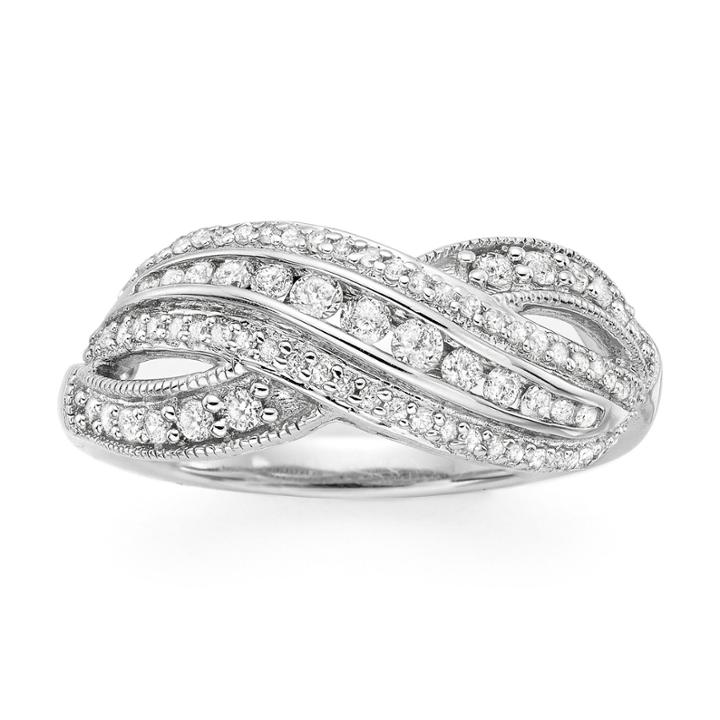 Infinite Promise Womens 1/2 Ct. T.w. Genuine White Diamond Sterling Silver Cocktail Ring
