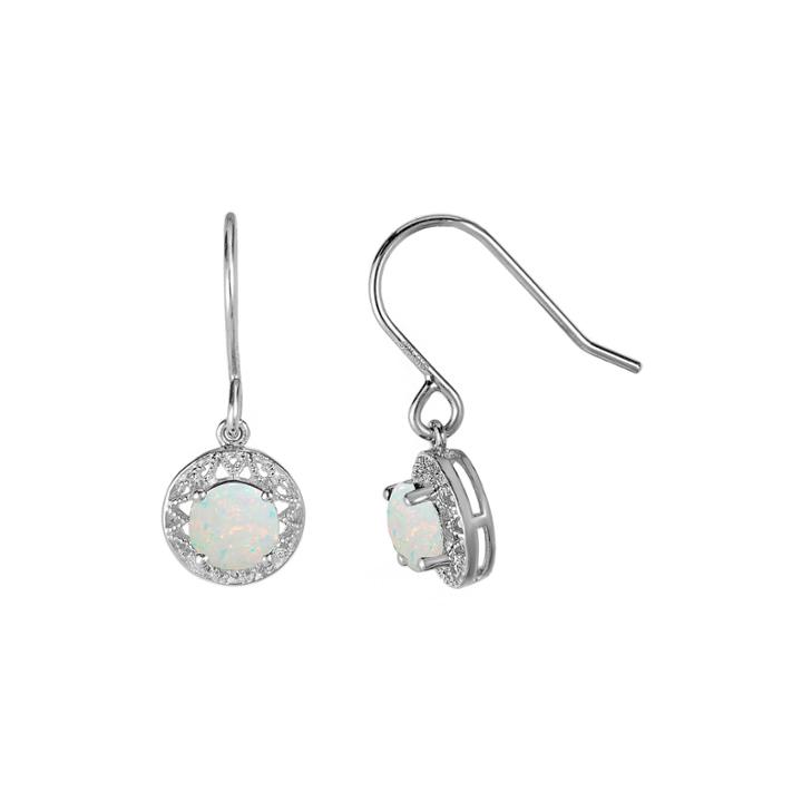 Lab-created Opal Filigree Sterling Silver Drop Earrings