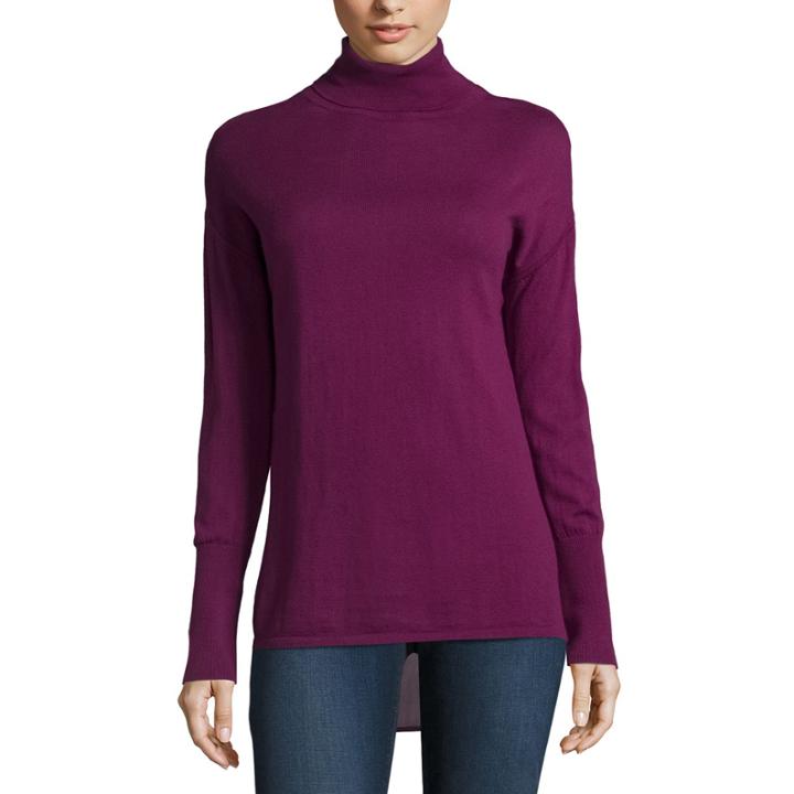 Stylus Long Sleeve Turtleneck Pullover Sweater-petites