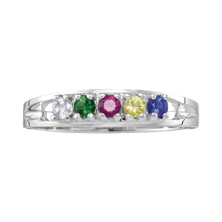 Personalized Sterling Silver Genuine Birthstone Family Ring