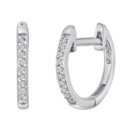 Diamond-accent 10k White Gold Hoop Earrings