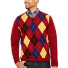 Argyleculture V Neck Long Sleeve Pullover Sweater