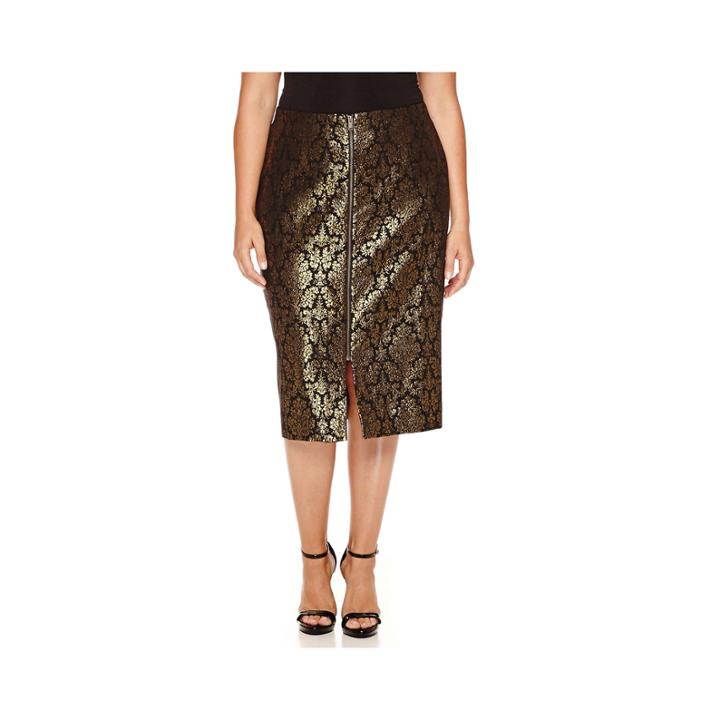 Worthington Jacquard Zip Front Pencil Skirt - Plus