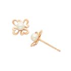 Round White Pearl 14k Gold Stud Earrings