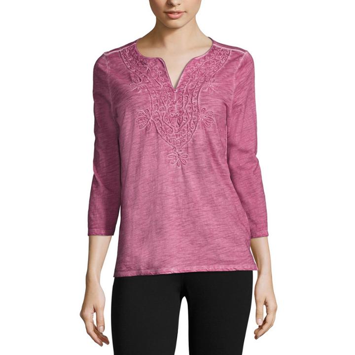 St. John's Bay 3/4-sleeve Washed Tee