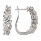 White Sapphire Sterling Silver Hoop Earrings