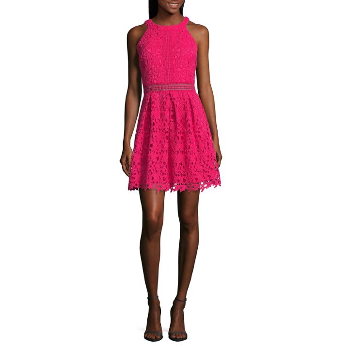 Byer Halter Fit N Flare Dress-juniors