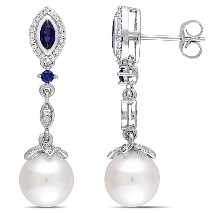 1/5 Ct. T.w. White Pearl 10k White Gold Drop Earrings