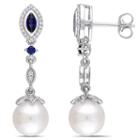 1/5 Ct. T.w. White Pearl 10k White Gold Drop Earrings