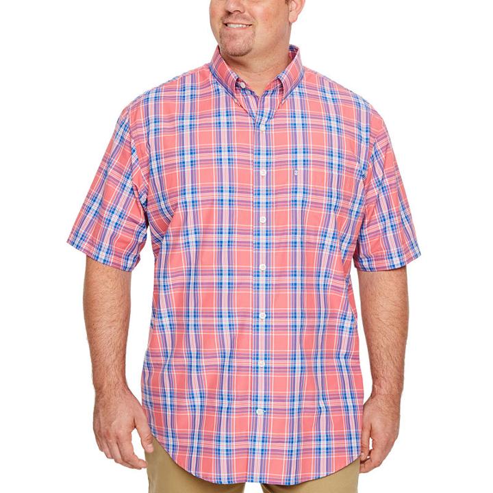 Izod Breeze Shirt Short Sleeve Button-front Shirt-big And Tall