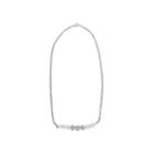 Cultured Freshwater Pearl And White Crystal Sterling Silver Multi-chain Necklace