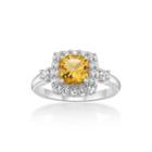 Womens Genuine Citrine & Lab-created White Sapphire Sterling Silver Cocktail Ring