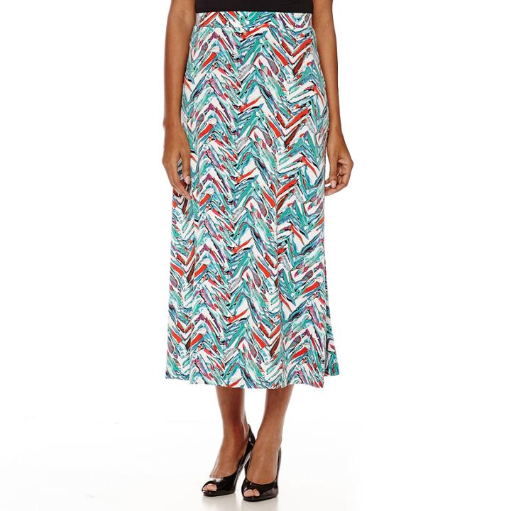 Black Label By Evan-picone Chevron Print Maxi Skirt
