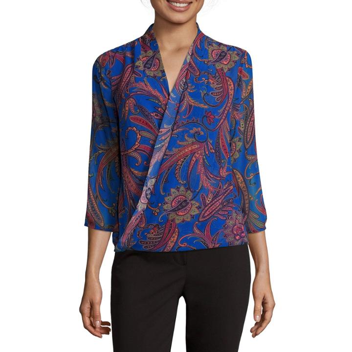 Liz Claiborne 3/4-sleeve Wrap Top - Tall