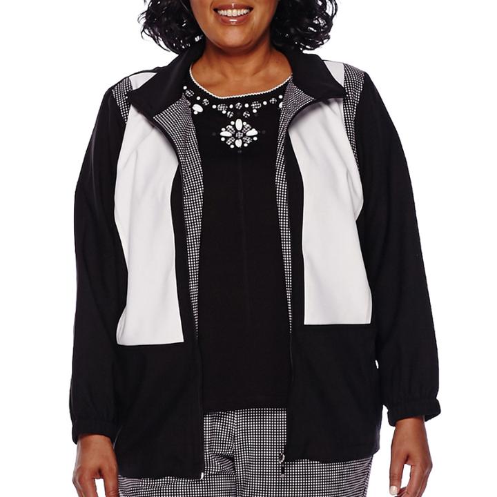 Alfred Dunner Weekend Oasis Long-sleeve Spliced Gingham Jacket - Plus