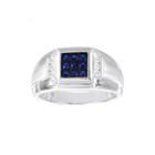 Mens 1/8 Ct. T.w Diamond And Lab-created Blue Sapphire Ring
