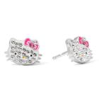 Hello Kitty Sterling Silver Crystal Stud Earrings