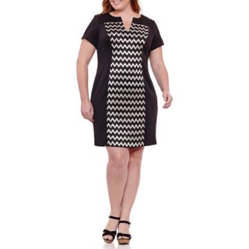 Connected Apparel Short Sleeve Shift Dress-plus