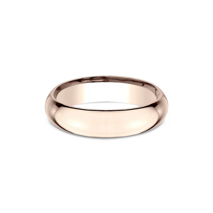 Mens 14k Rose Gold 5mm High Dome Comfort-fit Bnd