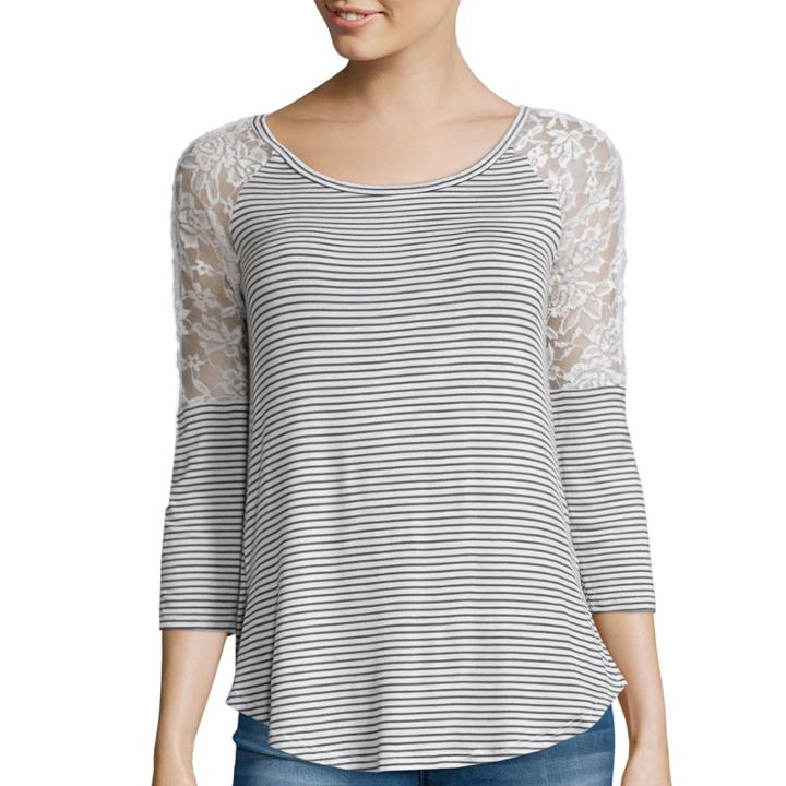 Arizona 3/4-sleeve Lace Shoulder Tunic - Juniors